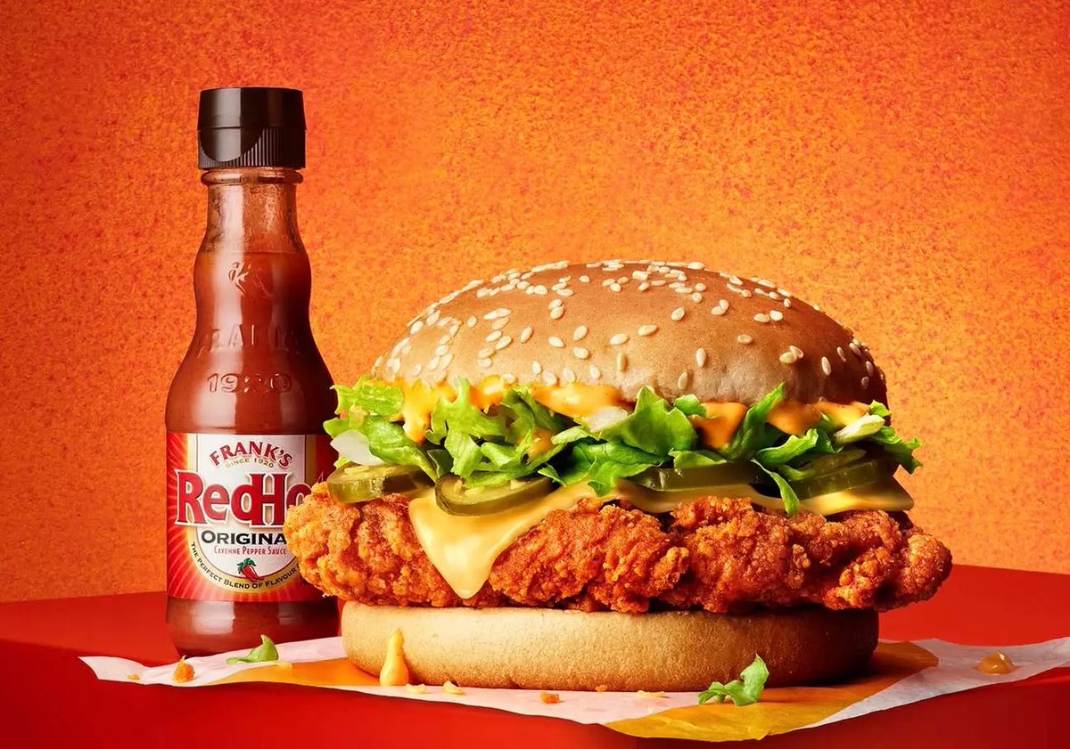 GbNucleus's tweet photo. 🌶️ “Spice up your life…” 

New ‘McSpicy x Frank’s RedHot’ available in stores now.

Grab yours before 12th March.

#NewFood @McDonaldsUK https://t.co/ezWTh6Dg1N