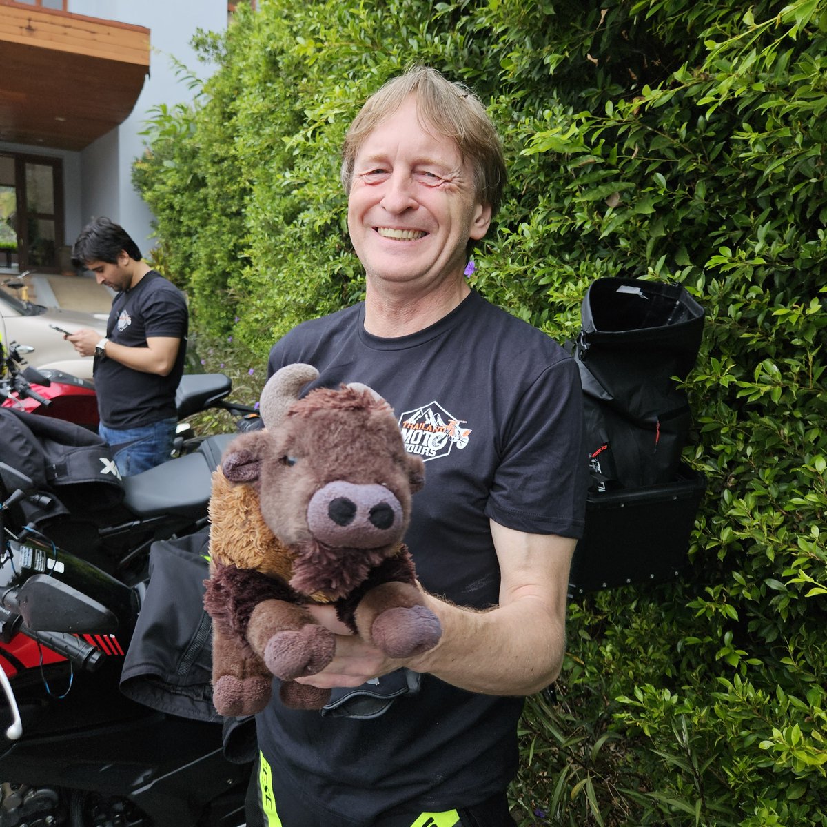 BisonTrack's tweet photo. Did you think we'd go halfway around the world and not take Thor? 😜 We had an epic time with Thailand Moto Tours! Tosha and I even wore some NEW prototype Bison gear - can you say new product testing?! 😎👍 https://t.co/mRqCdRTW2a #whereintheworldisthor https://t.co/7S5BtYBA6I