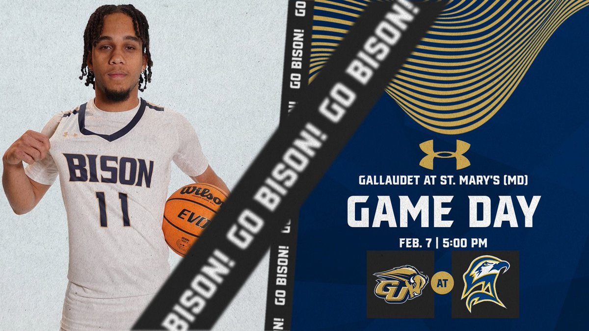 Gallaudet Men’s Basketball 🏀 Game Day ⏰ 5:00 PM 🆚 @smcseahawks 📍 St Marys City, Md. 📹 smcmathletics.com/watch/?Live=46… 📊 smcmathletics.com/sidearmstats/m… #GUBison | #d3hoops