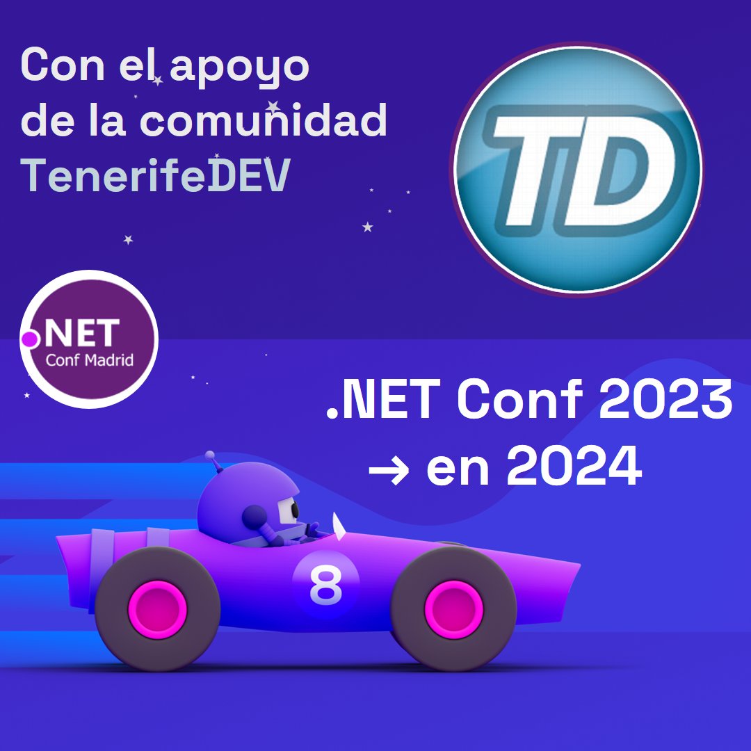 Desde una de las islas del Paraíso, tenemos a la comunidad de TenerifeDEV (<a href="/TenerifeDev/">TenerifeDev</a>) que también nos están ayudando con la organización de la «.NET Conf 2023 → en 2024»‼️ 

🗓️8 de febrero a partir de las 18:00
📍Oficinas de <a href="/ENCAMINA/">ENCAMINA</a> - #Madrid
🔗shorturl.at/TU468