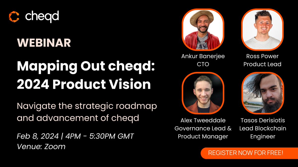 Tomorrow is the day‼️ Register now🔥 Sign up to join the cheqd's 2024 product vision webinar. We will walk through the latest of our product suites. Hosted by @ankurb, @rosspower, @Tweetddale, & @EEAnder1 🗓️8 Feb, 2024 | 4pm-5:30pm GMT ✅Register: us06web.zoom.us/webinar/regist…