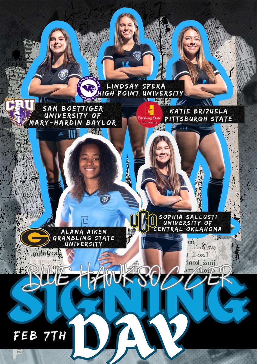 🚨✍️🚨Signing Day🚨✍️🚨

Today we celebrate 5 of our OUTSTANDING Seniors as they sign letters of intent to play at the next level! Congratulations!  We are proud to call you Blue Hawks!

Signing Day Ceremony
📍Rock Hill HS Arena
⏰ 4:45