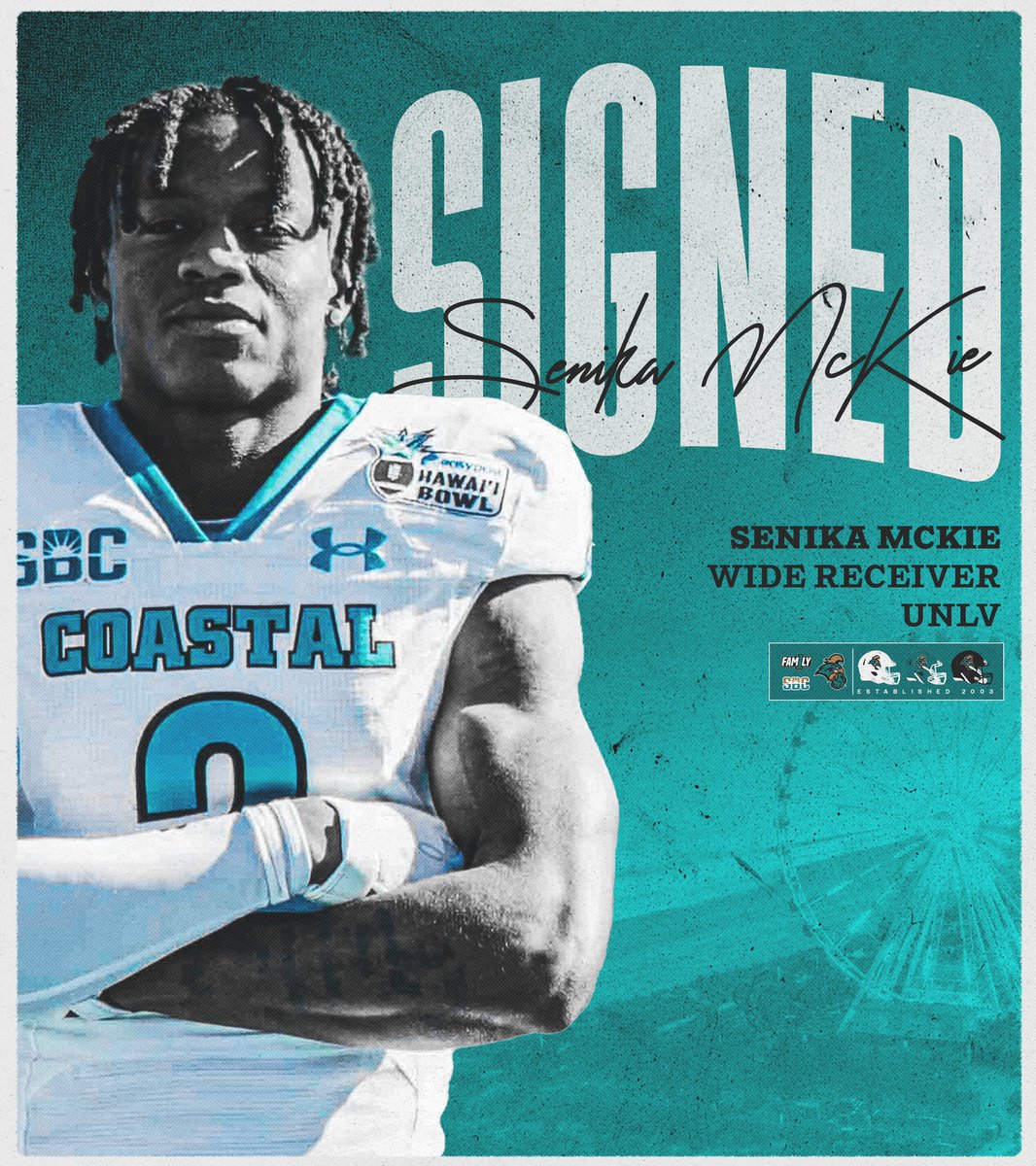 Proud to bring him back to the Palmetto State 🏠 Welcome to Coastal, @senikamckie! #BALLATTHEBEACH | #FAM1LY | #TEALNATION