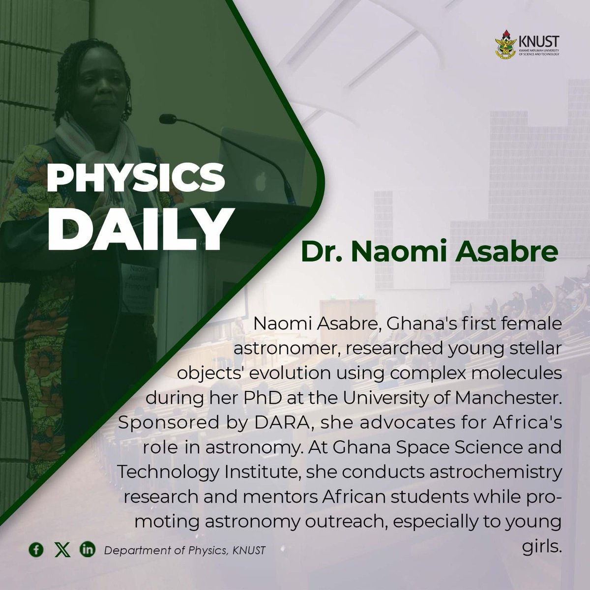 Breaking barriers and reaching for the stars ✨, meet the first Ghanaian female astronomer! #physicsdaily #WiSTEM #physicsknust #knust