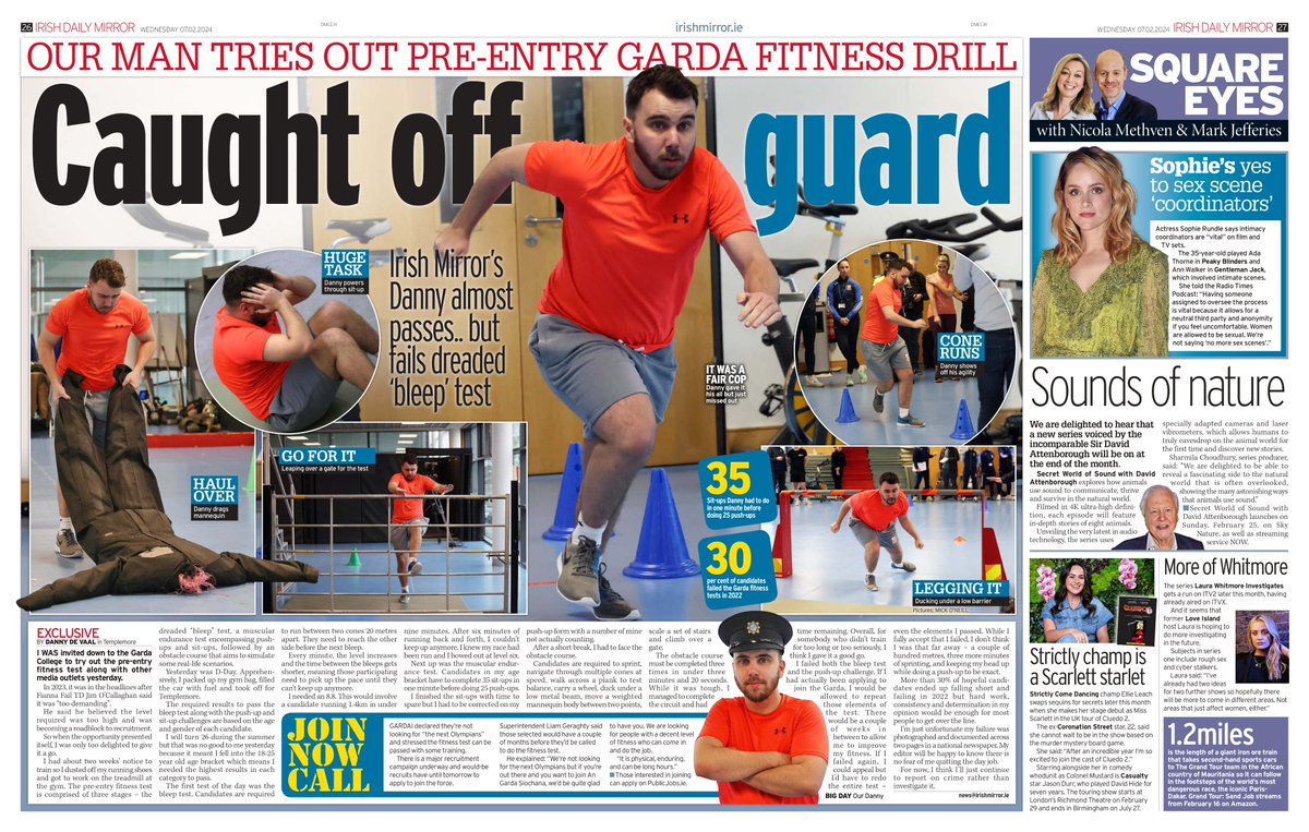 I tried out the Garda fitness test in Templemore yesterday. It certainly caught me off guard. For now, I think I'll just continue to report on crime rather than investigate it. Full story in today's Irish Mirror or online here: irishmirror.ie/news/irish-new…