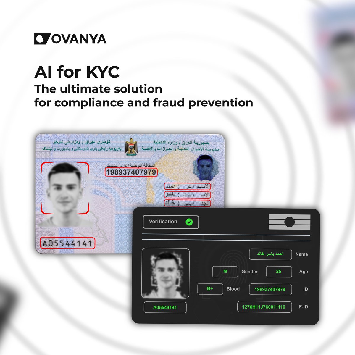 Ovanya_co's tweet photo. Ovanya streamlines user onboarding through real-time, multilingual KYC verification for Iraqi credentials like ID cards, passports, and driver's licenses. https://t.co/Ddylji1ZzU