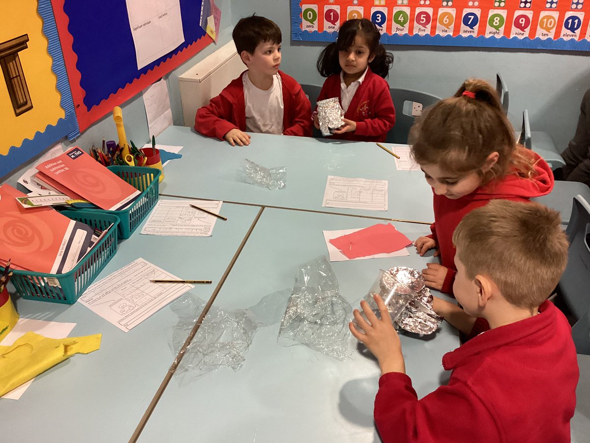 Year 1 are testing different materials to see which would be best to make an umbrella for a teddy who likes playing in the rain #JoeysScience @stjs_staveley