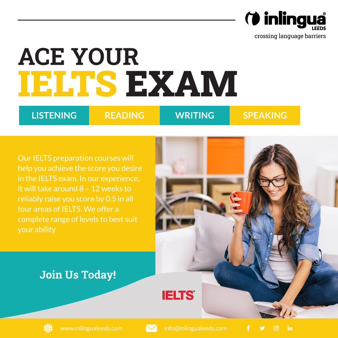 inlingualeeds's tweet photo. Ready to take your English skills to the next level? Look no further than @inlingualeeds!  Get ready to conquer the IELTS exam with our specialized IELTS preparation course. 📝February 20% enrolment discount! #IELTS #ESL #inlingua #inlingualeeds #education https://t.co/o4INpI3kDq