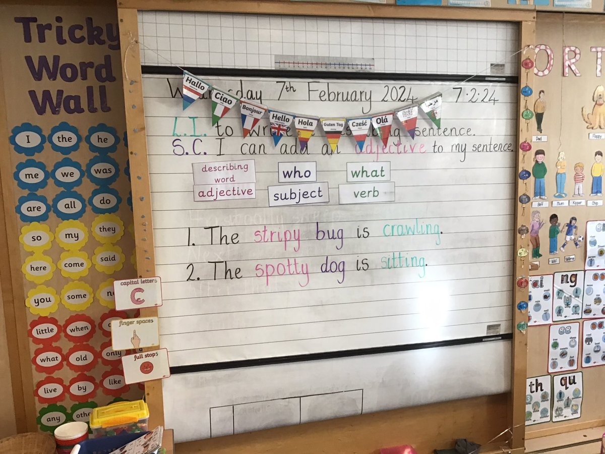 MrsS_Saracen's tweet photo. Developing sentence sense. Look at the progress P2 are making! 🤩 #WriteonTrack @saracenprimary @LouiseBallant10 @literacyfor_ALL @GIC_Glasgow https://t.co/RB2avHSAya