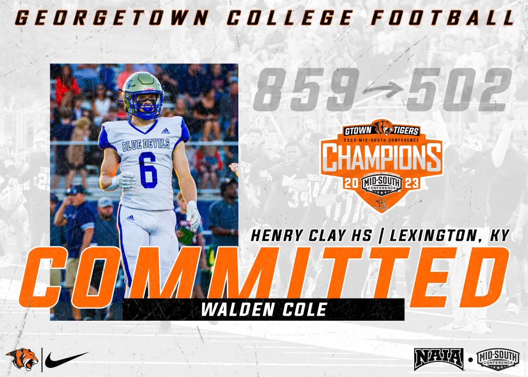 Walden Cole (@waldencole1) on Twitter photo Blessed to be able to announce my commitment to further my academic and athletic career at Georgetown College. I would like to thank God, my family, and friends for supporting me through it all. Go Tigers! <a href="/CoachDamGC/">Coach Damschroder</a> <a href="/CoachDGage/">Coach Gage</a> Blessed to be able to announce my commitment to further my academic and athletic career at Georgetown College. I would like to thank God, my family, and friends for supporting me through it all. Go Tigers! <a href="/CoachDamGC/">Coach Damschroder</a> <a href="/CoachDGage/">Coach Gage</a>