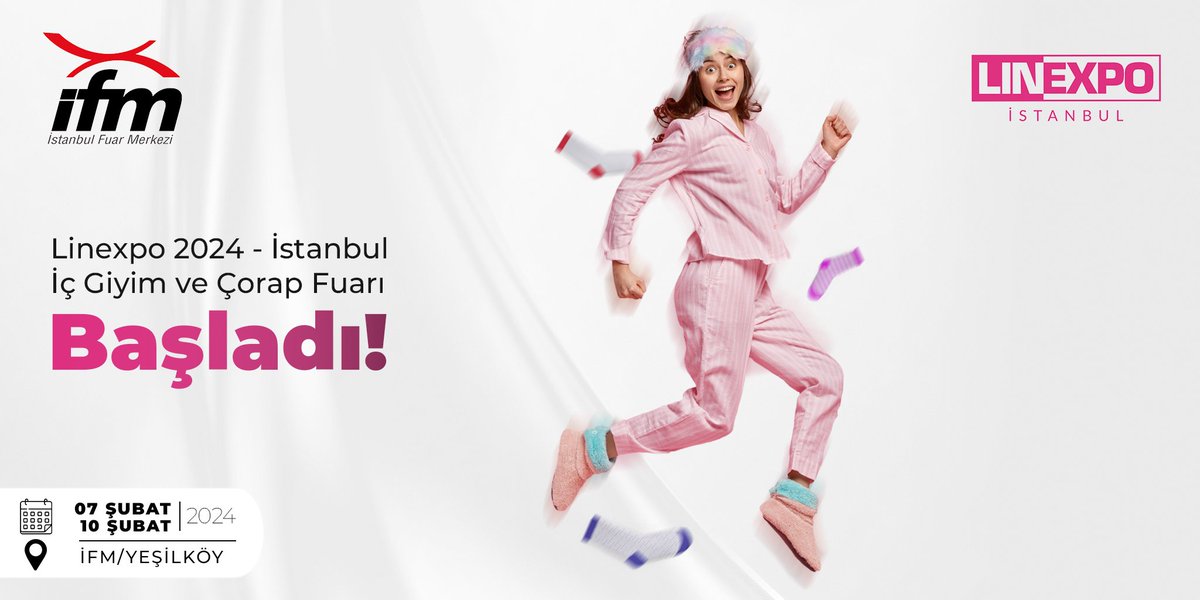 IstFuarMerkezi's tweet photo. Trend ev ve spor giyim ürünlerinin bir arada sergilendiği tek fuar Linexpo 2024 - İstanbul İç Giyim ve Çorap Fuarı başladı!
👉🏻 07 – 10 Şubat tarihleri arasında İstanbul Fuar Merkezi’nde buluşalım!
#İstanbulFuarMerkezi #İFM #İFMFuarcılık #Linexpo #İstanbulİçGiyimveÇorapFuarı https://t.co/Z0SiB4vf2p