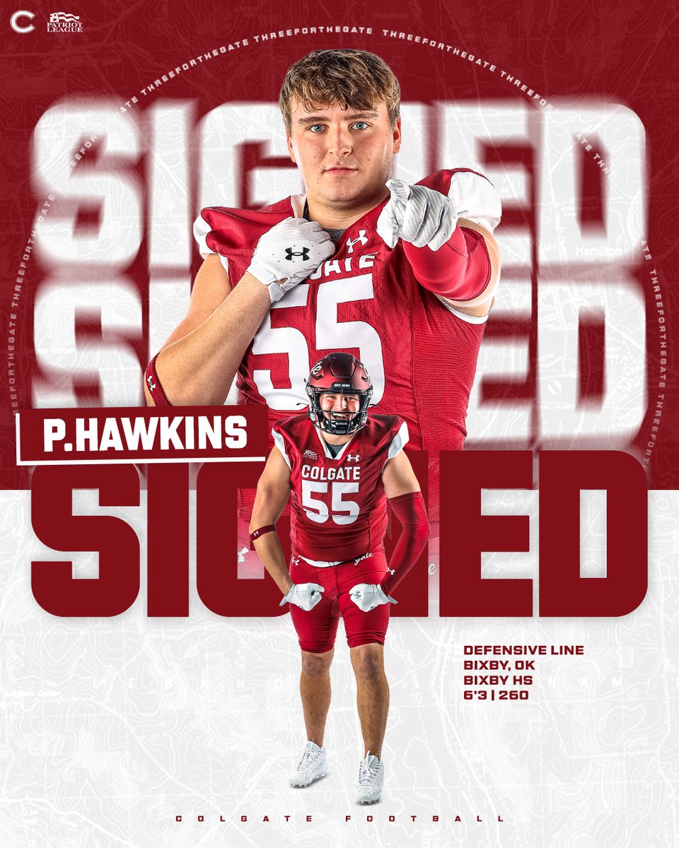 Beefing up the D-line with a 3x state champ 💪🏆 

Welcome to Colgate, @paytonhawkins_ 🤝

#GoGate | #ThreeForTheGate | #NSD24