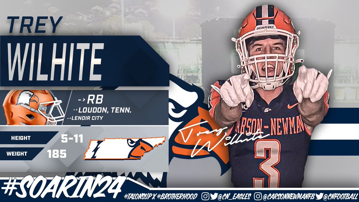 Carson-Newman Athletics (@cn_eagles) on Twitter photo 🖋️ #️⃣8️⃣
Trey Wilhite – 5-11 – 185 – A-Back – Loudon, Tenn. – Lenoir City - @Treywilhite2
📋 bit.ly/2024CNFBnsd
#CNNSD24 #SoarIn24 | #TalonsUp x <a href="/cnfootball/">Carson-Newman Football</a> 🖋️ #️⃣8️⃣
Trey Wilhite – 5-11 – 185 – A-Back – Loudon, Tenn. – Lenoir City - @Treywilhite2
📋 bit.ly/2024CNFBnsd
#CNNSD24 #SoarIn24 | #TalonsUp x <a href="/cnfootball/">Carson-Newman Football</a>