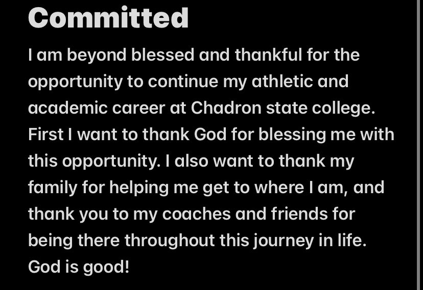 I am beyond blessed to commit to <a href="/chadronstate/">Chadron State College</a> <a href="/CSCFootball/">Chadron State Football</a> <a href="/WesCoomes/">Wes Coomes</a> <a href="/TCACoachRich/">Justin Rich</a> <a href="/TCATitans/">The Classical Academy Activities</a>