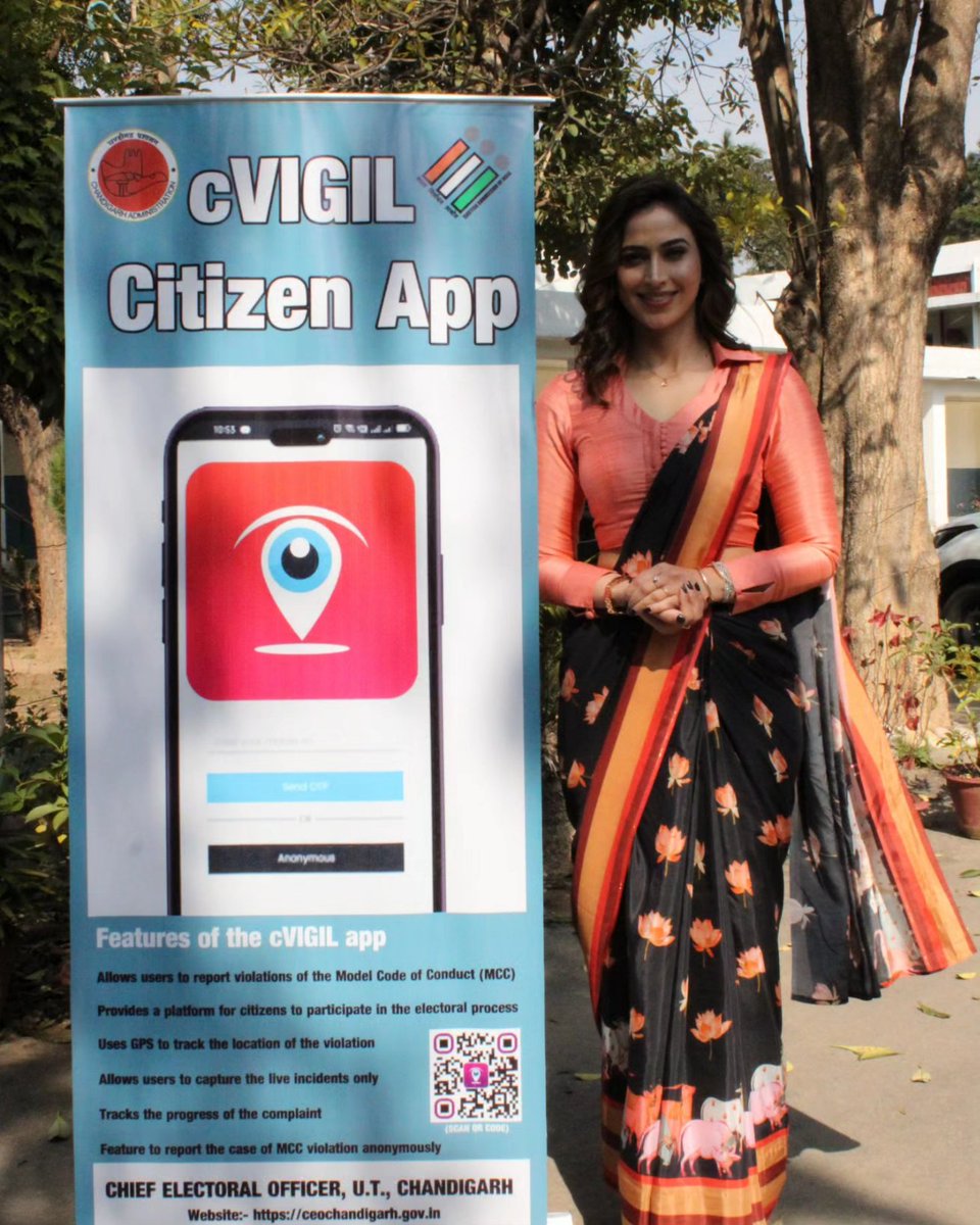 ceochandigarh's tweet photo. Actress Samaira Sandhu announced as State Icon, U.T., Chandigarh for upcoming Lok Sabha Elections: 2024 #ECI #stateIcon #sveep #ceochandigarh #samairasandhu https://t.co/2C1imKxVeP