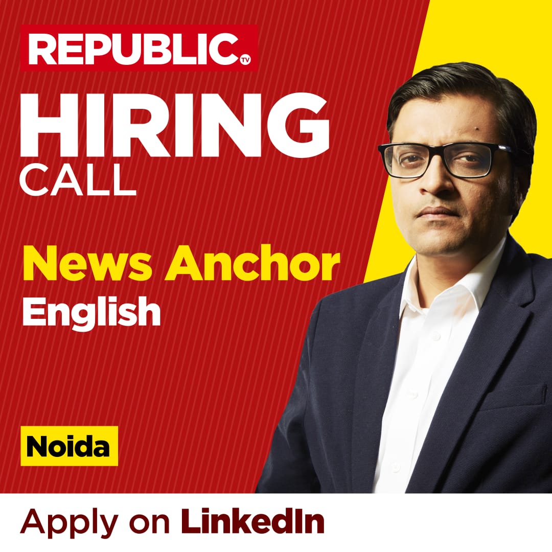 republic's tweet photo. #HiringCall Republic TV is hiring for English News Anchors. The position is based in Noida. Please apply through the LinkedIn job posting link below. 

#hiring #englishanchors #newsanchor #jobs #mediajobs #journalism #Anchors #mediahiring 

https://t.co/K6mzop8w7r https://t.co/CrrKgNyaaE