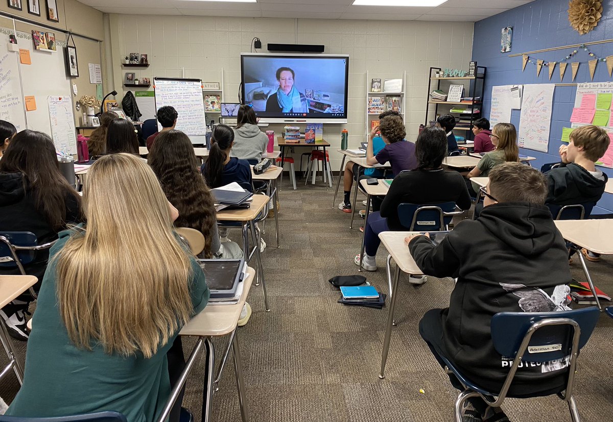 Celebrating World Read Aloud Day with @Danaalisonlevy!! We loved hearing an excerpt from her upcoming book and I loved how she shared with our 8th graders @LarsonMS that they have power and a voice! So grateful for authors. 📖💙