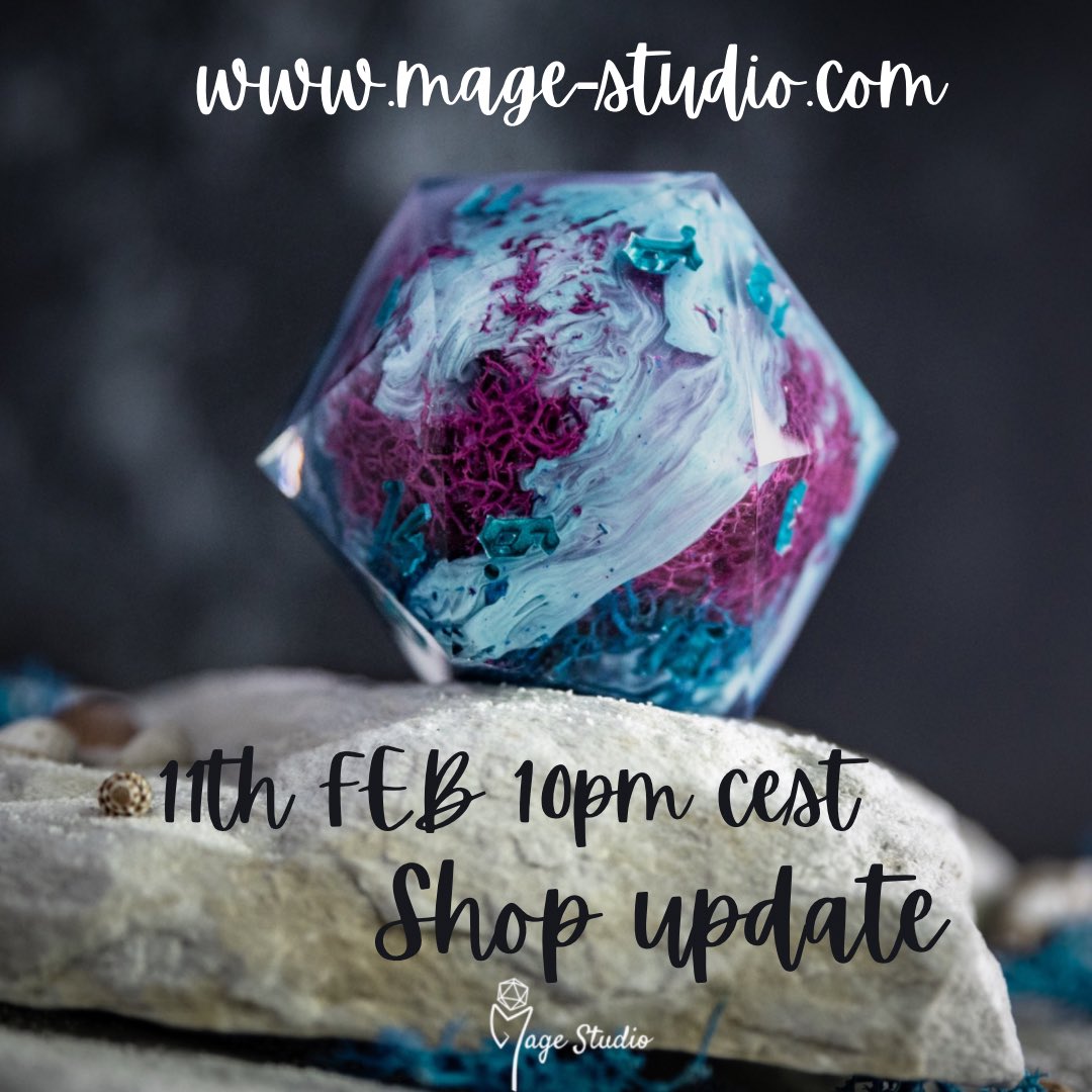 MageStudio's tweet photo. Shop Update !  #dice #d20 #resindice #magestudio #magestudiodice #handmadedice #dicemaker #dnd #dungeonsanddragons #rpg #tabletop #dnd5e #resin #resinart #diceart #kości #erpegi #dungeonmaster #dnddice #criticalrole #dicegame #clickklacks #mathrocks #dimension20 https://t.co/ENXT6RVuTO