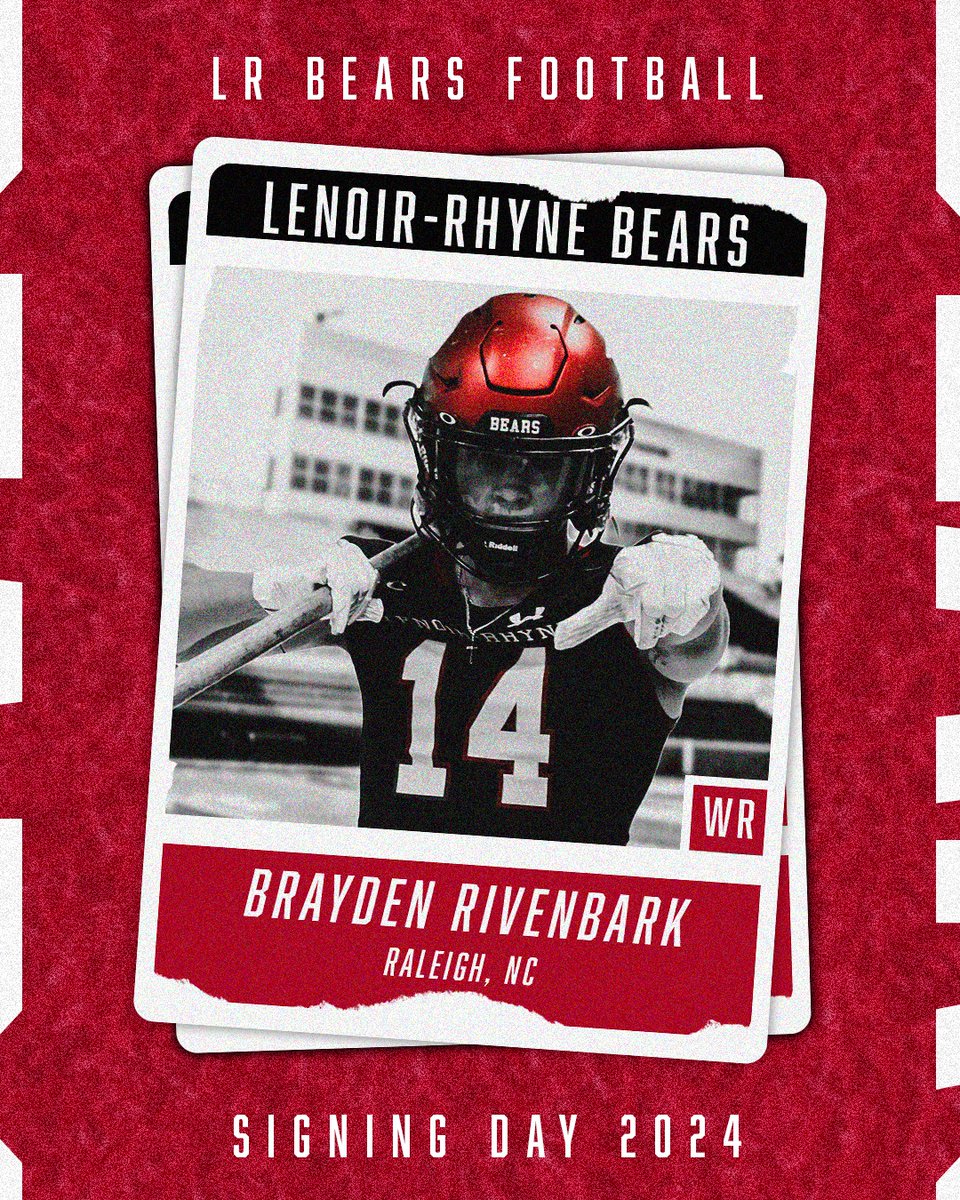 Lenoir-Rhyne Football (@lrbearsfootball) on Twitter photo Welcome Between the Bricks 🧱🐻🧱 <a href="/braydenrivenba1/">Brayden Rivenbark</a>
#GOBEARS | #BetweentheBricks | #NationalSigningDay Welcome Between the Bricks 🧱🐻🧱 <a href="/braydenrivenba1/">Brayden Rivenbark</a>
#GOBEARS | #BetweentheBricks | #NationalSigningDay