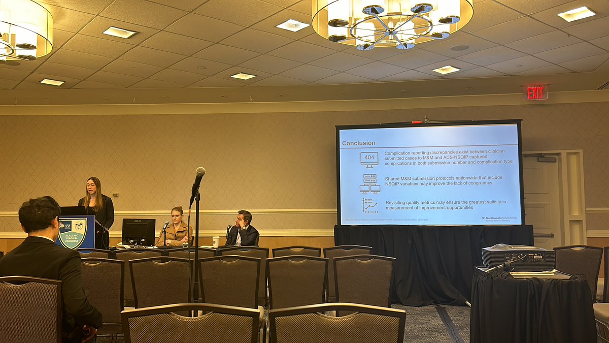 @BrooketheOstomy presenting interesting analysis of M&M conference vs #NSQIP complication reporting. Opportunities for better complication reporting institutionally and nationally needed #ASC2024 @NQUIRES1 @NMSurgery @AnneMStey