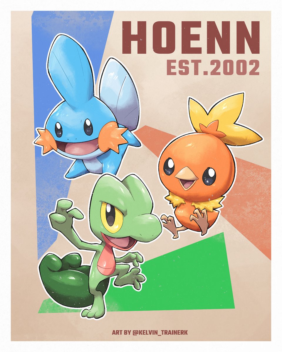 ✨20 more days until #PokemonDay!✨ We are advancing our adventure with the  Hoenn Starters! 🤩 Who's your favorite out of the three? Mine is #Mudkip!  💙 #Pokemon #PokemonArt, image size:960x1200