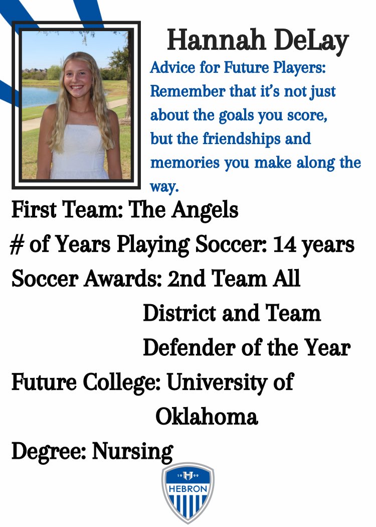 Hawksgirlsoccer's tweet photo. Today’s Senior Spotlight is @hannah_delay! https://t.co/LC9whEFhUz