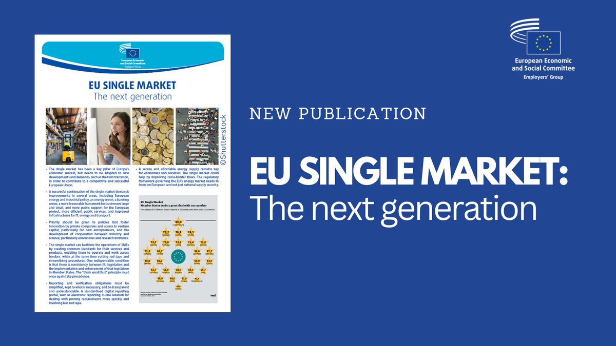 ❓How should the next generation of the #SingleMarket look like? ⏫Find out in our new publication, in which we summarize our key messages for a competitive future of the 🇪🇺 EU internal market ▶️europa.eu/!bkMxvJ #competitiveness