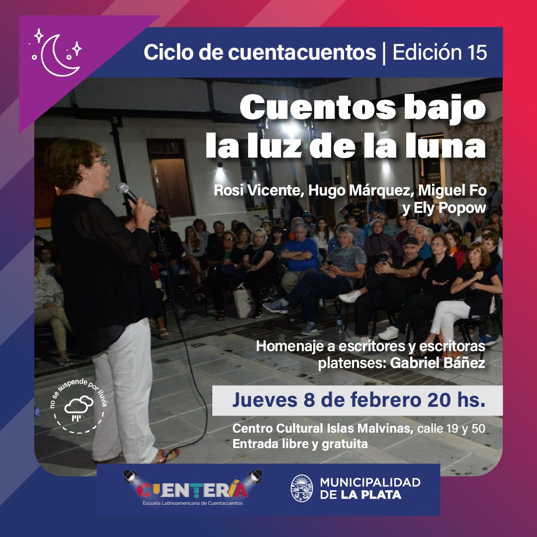 📚 Febrero es el mes homenaje a los escritores platenses en los Cuentos bajo la luz de la luna. 🌕

📌 Te esperamos este jueves a las 20hs en el CC. Islas Malvinas, calle 19 y 50.