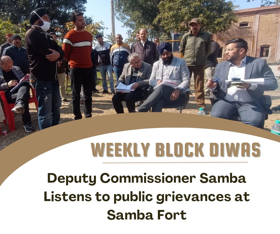 dcsambaoffice's tweet photo. DC @Abhi1shrma leads the charge of Block diwas at #Sambafort, addressing pressing concerns, from road connectivity to education.
@diprjk
@OfficeOfLGJandK
@ddnews_jammu
@PIBSrinagar https://t.co/O6FNRLKnxt