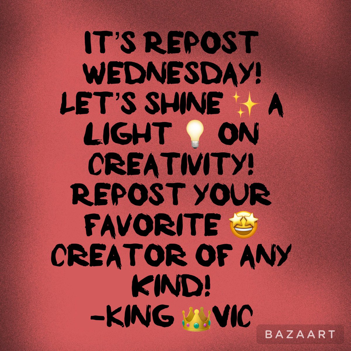 authorkingvic's tweet photo. #Repost #repostwednesday #SupportEachOther #support #artists #writers #poets #CreatorEconomy #CreatorsUnite #CreativeSociety https://t.co/gaPyaxBnjI