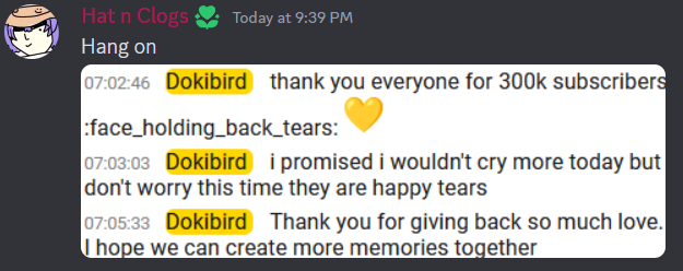 dragoon000bsp's tweet photo. Doki's messages from the re-debut prechat compiled by @/siviawyndre in Dokicord:

important bits:

> be respectful, look at the positives and don't dwell in the past
> She has a surprise/ project (as usual) on Lunar New Years
> Aiming for 500k subs at the end of the year https://t.co/qU3m7WrpUr