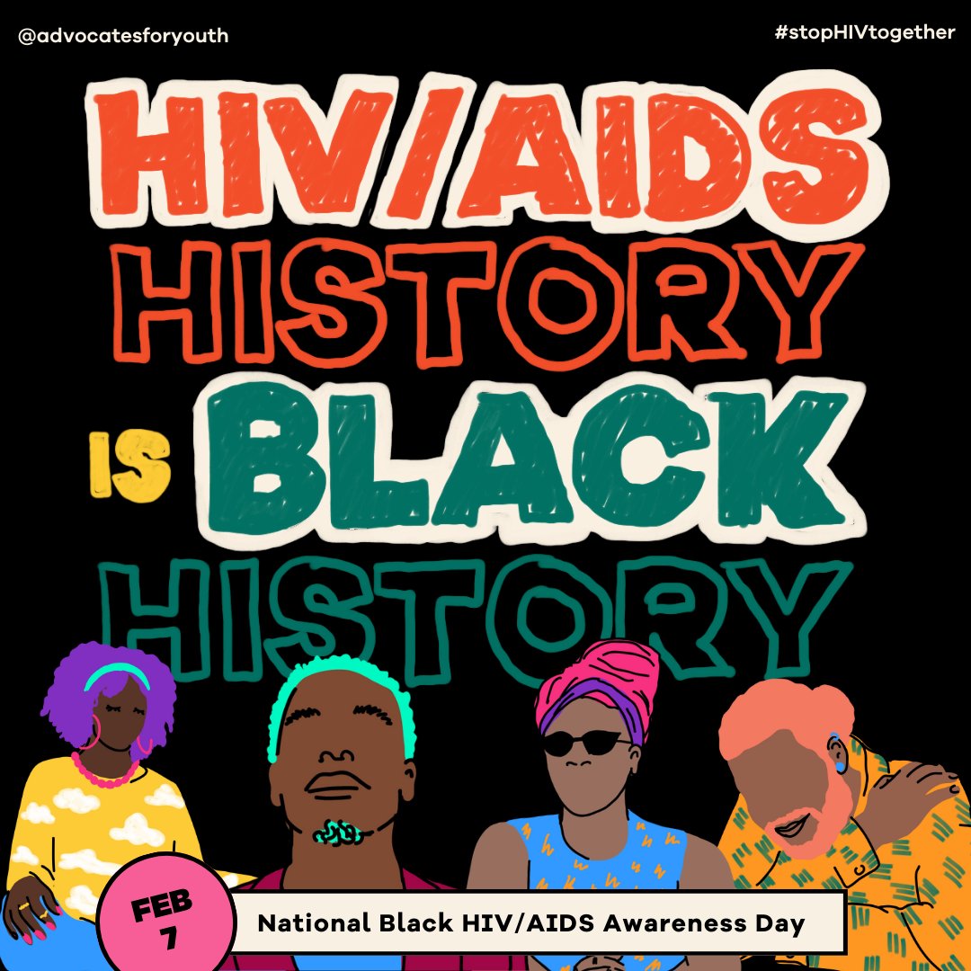 Advocates for Youth (@advocatestweets) on Twitter photo Today is National Black HIV/AIDS Awareness Day (NBHAAD)!!!! Today is dedicated to raising awareness about the disproportionate impact of HIV on Black and African American communities.
With their continued advocacy of Black organizers, we know we can work to #StopHIVTogether. Today is National Black HIV/AIDS Awareness Day (NBHAAD)!!!! Today is dedicated to raising awareness about the disproportionate impact of HIV on Black and African American communities.
With their continued advocacy of Black organizers, we know we can work to #StopHIVTogether.