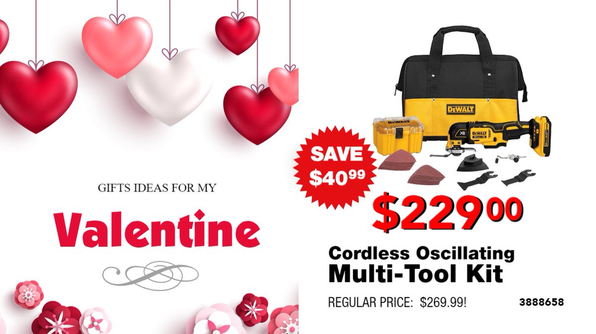 🎁Gift Ideas for your Valentine?🥰 Oh, we've got 'em! Stop by and see all the in-store specials we have on select tools! #Valentinesgift #giftideas2024