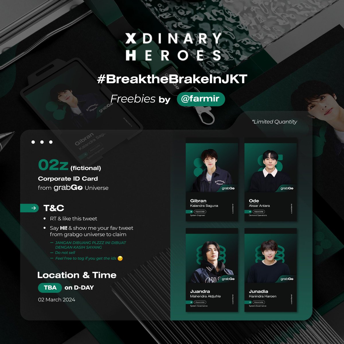 farmir's tweet image. ❤️‍🔥🤘🏻 break the brake in jkt freebies by @farmir 🤘🏻❤️‍🔥

🗓️ march 2, 2024
📍kokas (specific loc tba on d-day)
🕒 tba on d-day

rt and likes are appreciated thank uu ˙ᵕ˙

disclaimer: characters are fictional from grabgo universe.

#BreaktheBrakeInJKT