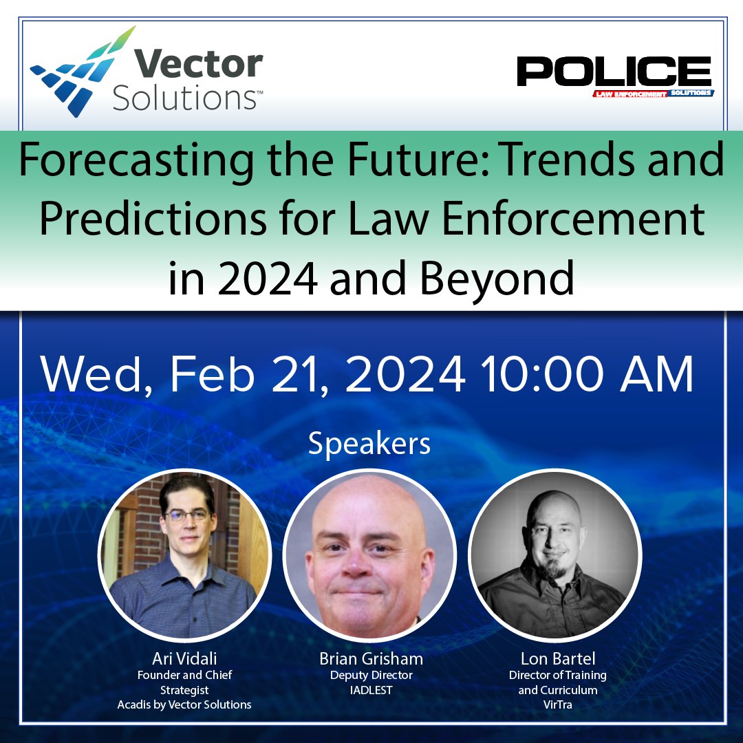 Coming up in just a few weeks, @VS_LawEnforce and @PoliceMag are hosting a webinar featuring 3 industry experts - one of them being VirTra's Lon Bartel!

They will go over upcoming trends, training needs, and changing requirements. Tune in:
hubs.li/Q02jy-k30