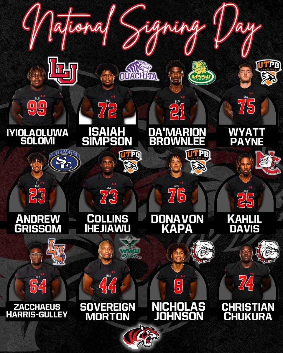 𝒩𝒶𝓉𝒾𝑜𝓃𝒶𝓁 𝒮𝒾𝑔𝓃𝒾𝓃𝑔 𝒟𝒶𝓎 𝟤𝟦' 🖊️

Congratulations to these young men for signing their NLI today with their respective College or University! We are proud of their accomplishments and wish them the best at the next level!

#KeepChoppingWood 🪓
#RecruitTheBengals 🐅
