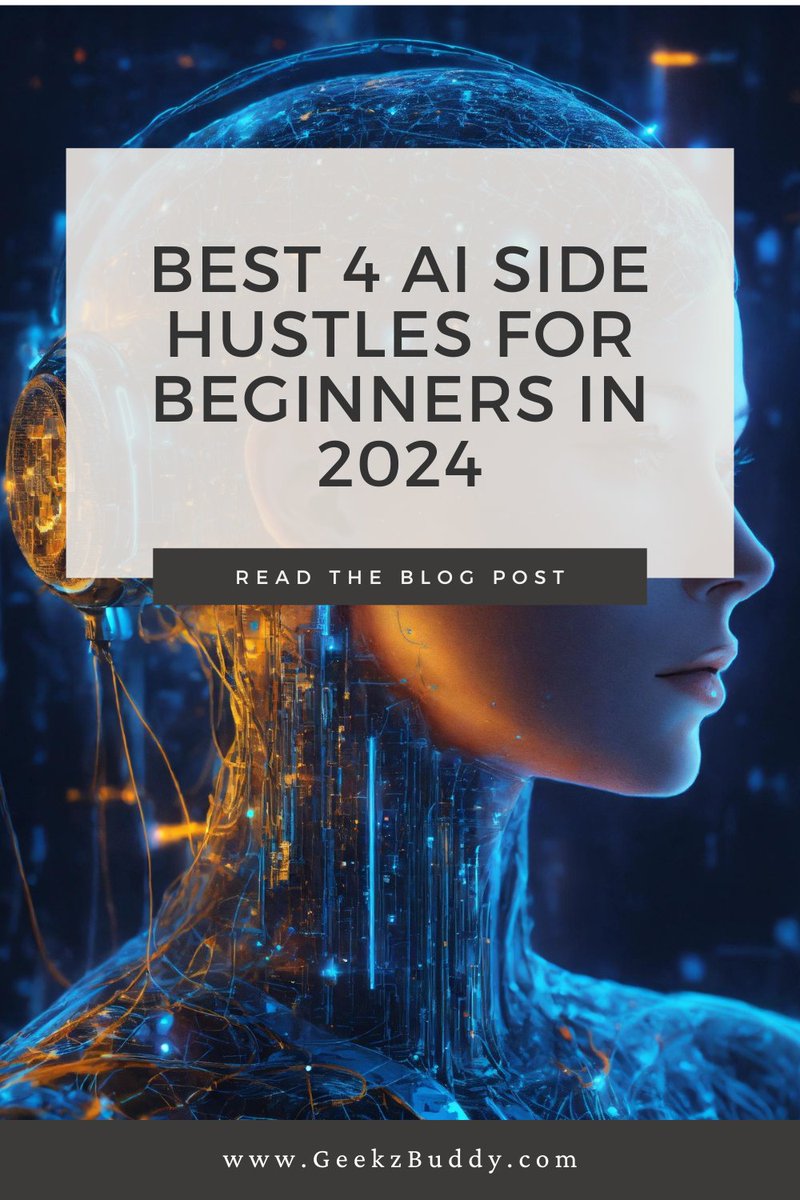 geekzbuddy's tweet photo. https://t.co/YOdat33Yw5 Discover the top opportunities for beginners in 2024 with our latest post! Whether you're interested in freelance AI writing, virtual assistant gigs, or AI-driven content creation, we've got you covered. #AISideHustles #AI2024 #SideIncome https://t.co/eViDAUFzy4