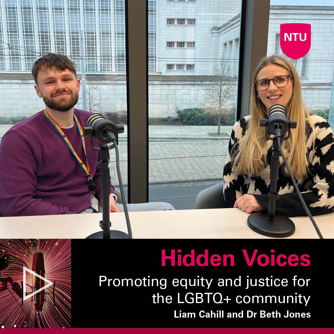 In the most recent episode of the #ResearchReimagined podcast, we speak with @Dr_Beth_Jones and @LiamCah96 from @lgbtqhwntu about the significant impact of the media on shaping public attitudes toward the LGBTQ+ community. 🏳️‍🌈 #LGBTplusHM Listen now 👉 ntu.ac.uk/research-podca…
