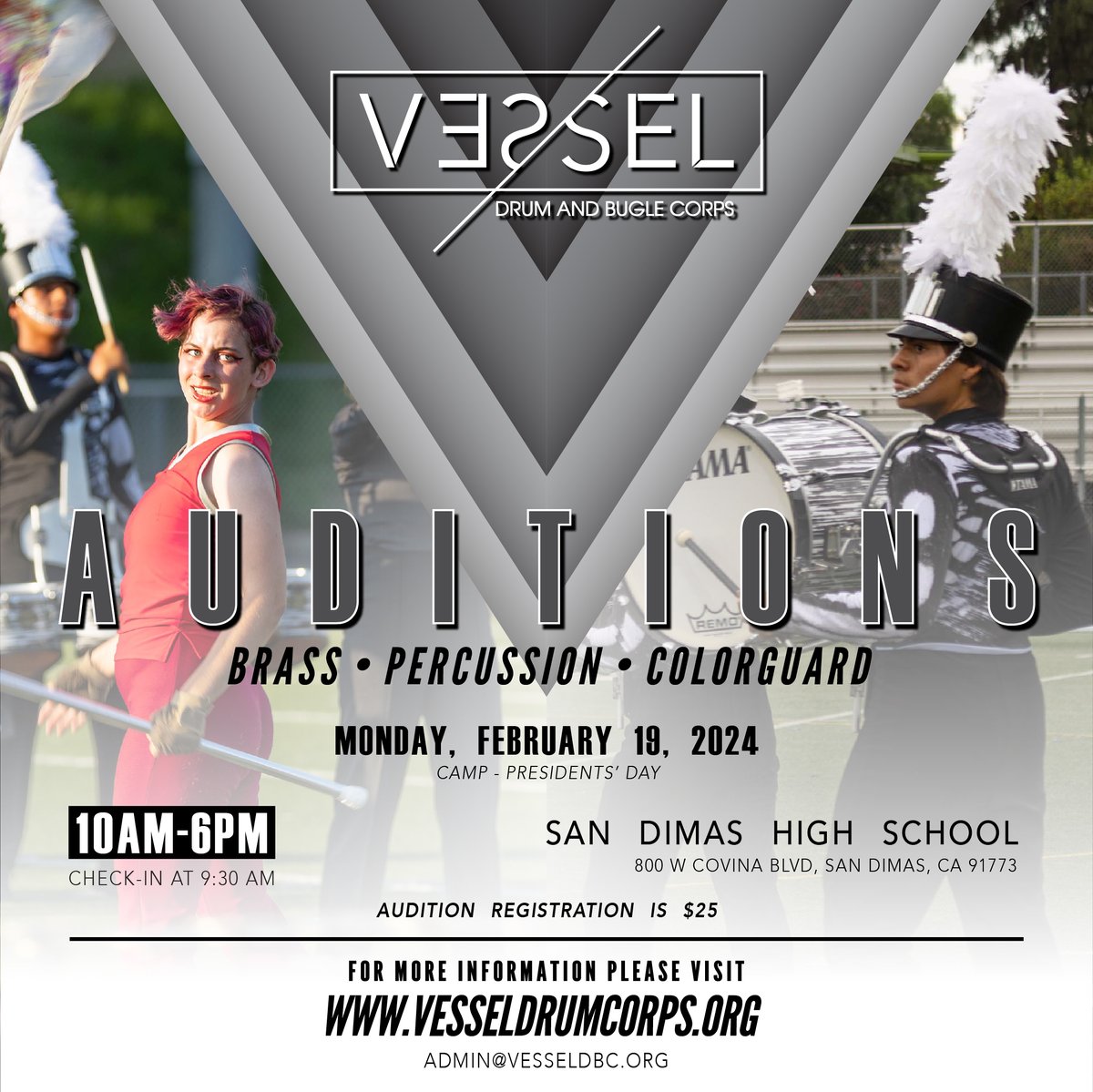 Our next audition is on 2/19! Battery spots are limited, &amp; will likely be set soon, so come out &amp; earn a spot. Visit our website, download the audition packet, register for an audition, &amp; join our Discord server. Don't miss out on what we have in store for the season!