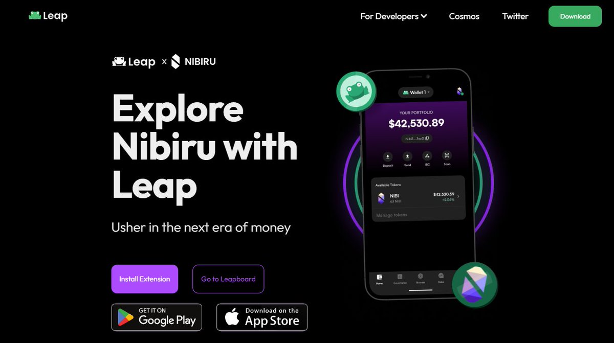 ℹ️How to get started! 🧵👇

Step 1: On desktop visit leapwallet.io/chain/nibiru and install the Leap Wallet extension. Google Chrome would offer the best user-experience.