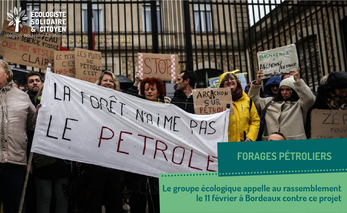 ElusEELVNvleAqu's tweet photo. 📅 RDV dimanche 11 février à 14h, place de la Victoire à Bordeaux
📣Rejoignez la mobilisation pour dire NON au forage de 8 nouveaux puits de pétrole !
On vous attend nombreuses et nombreux ✊🌍💪 @STOPPUITSBASSIN @CamilleEtienne_
Notre CP👉 https://t.co/DIxqkQ77FM https://t.co/7oHfgBVLCU