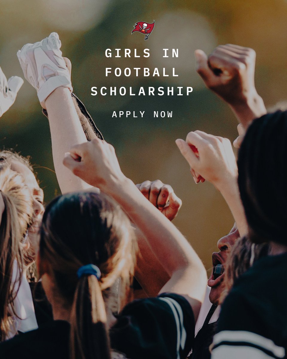 Buccaneers's tweet image. Happy National Girls &amp;amp; Women in Sports Day!

To celebrate, we&apos;re launching the fifth annual Girls in Football Scholarship open to candidates nationwide.

Apply today ➡️ bccn.rs/Scholarship