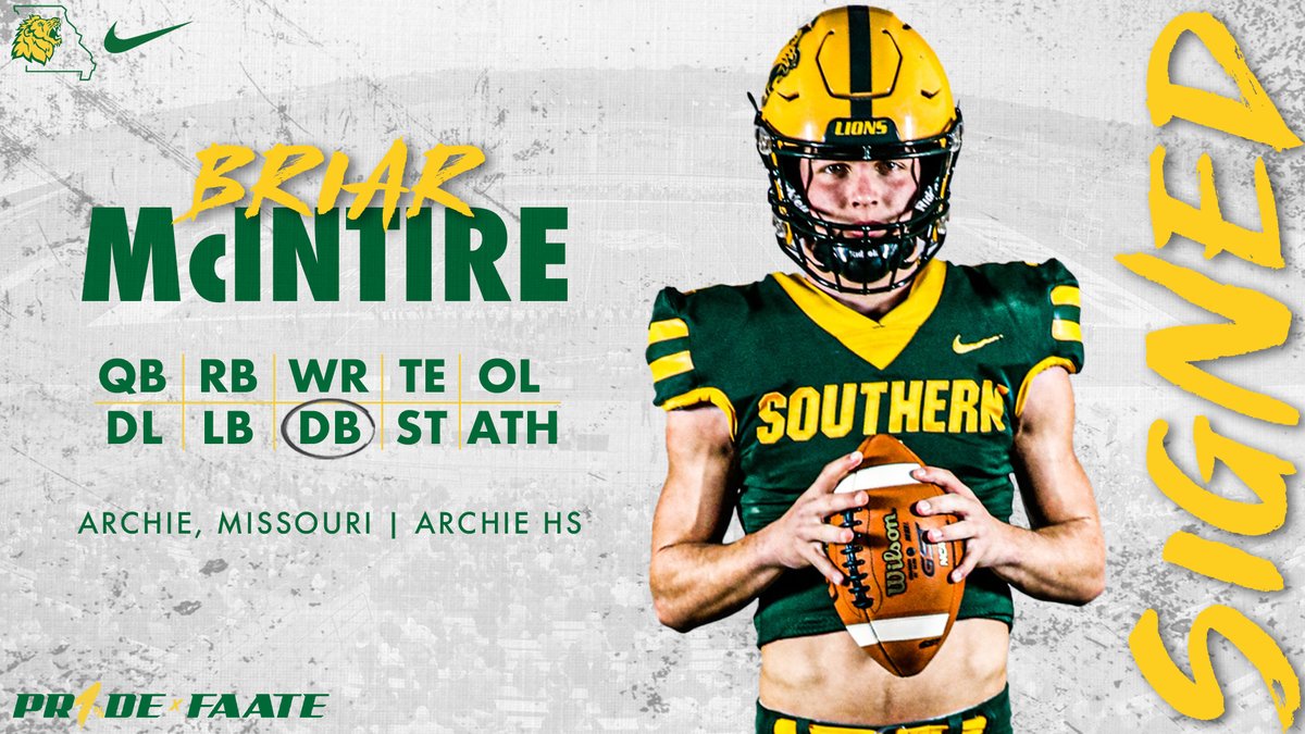 MOSOFootball's tweet photo. Long, versatile athlete with plenty of growth potential. Played both sides of the ball in HS.

Welcome to the Pride, Briar McIntire!

#FAATE x #NSD24 https://t.co/n7nB9zk6Nw