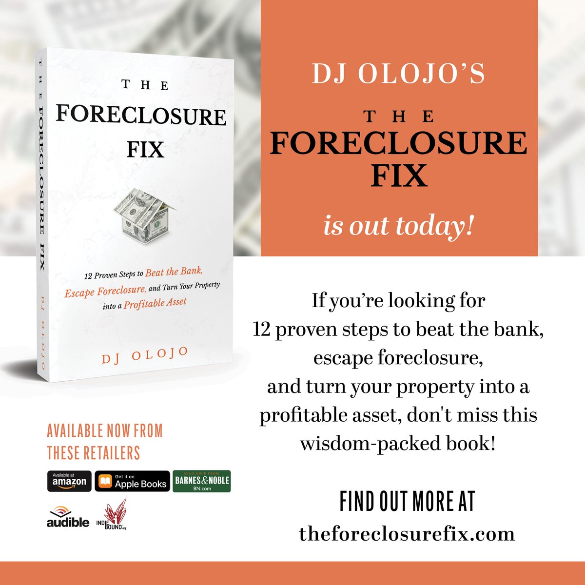 dj_olojo's tweet image. 🎉 Today's the day! 📚 The Foreclosure Fix book is officially LIVE! 🚀 Dive into DJ Olojo's expert guidance and unlock the secrets to financial freedom. Don't wait – get your copy NOW: theforeclosurefix.com #ForeclosureFix #BookRelease #FinancialEmpowerment 🏡✨📖