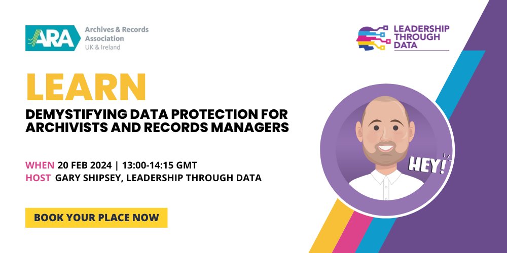 Leadershiptd's tweet image. Join us for this session where you'll gain insights into how the UK GDPR and DPA18 intersect with personal data and archives. 📆 20 Feb 2024 ⌚ 13:00-14:15 (GMT) 🎫 Book your place here eu1.hubs.ly/H06zbdC0

#Learn #DataProtection #RecordsManagers #GDPR