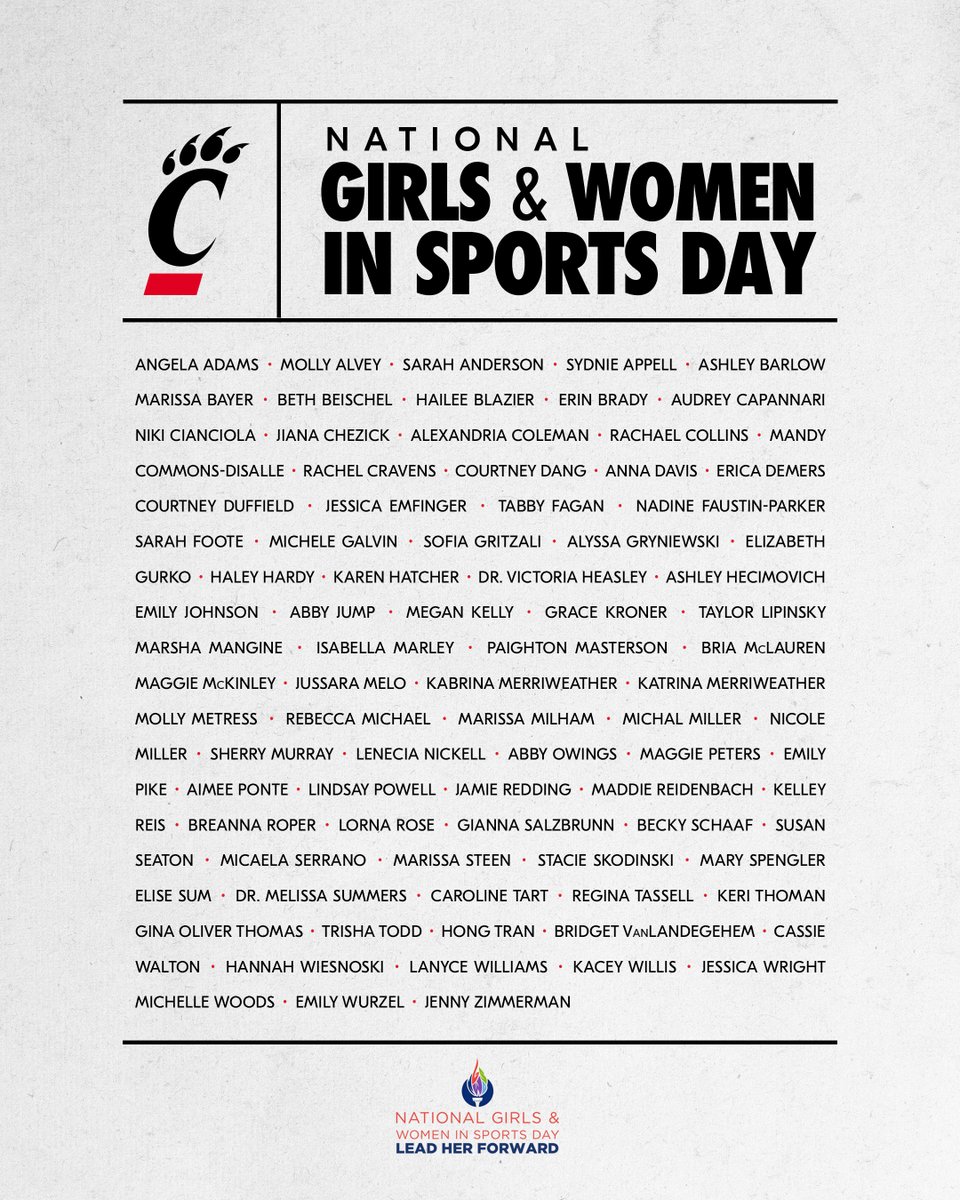 GoBEARCATS's tweet image. Join us in celebrating all the women in the Lindner Center on National Girls and Women in Sports Day! 👏

#Bearcats | #NGWSD