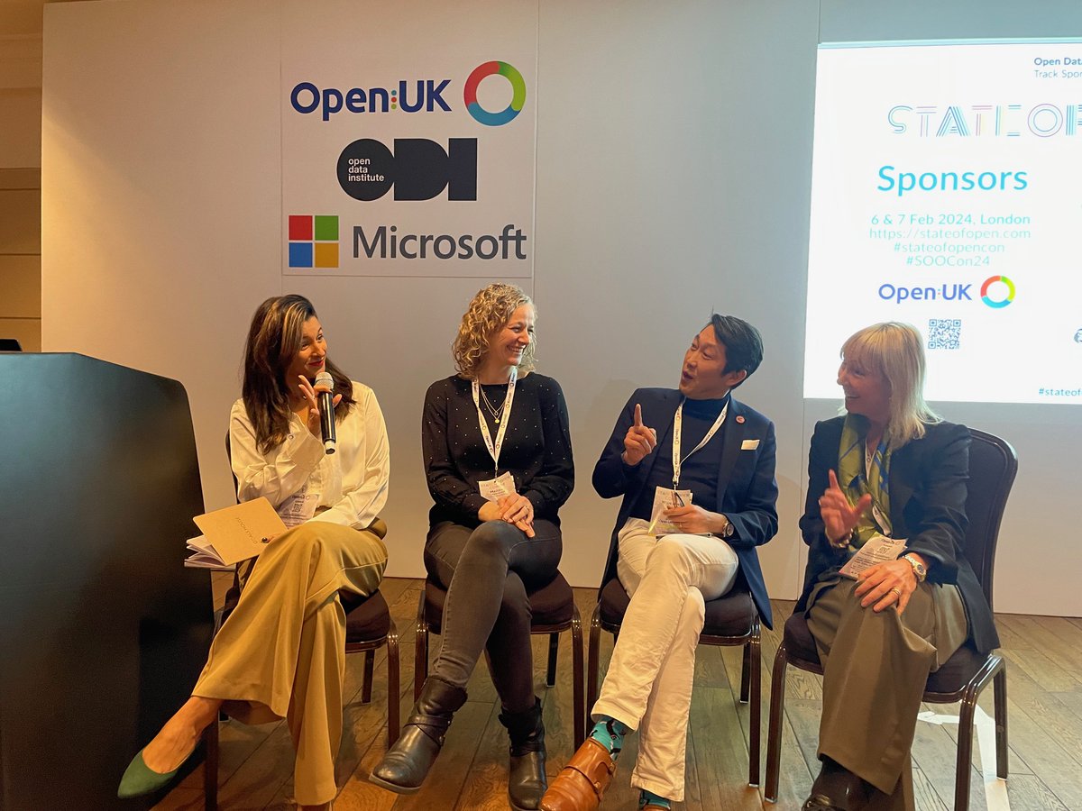 ODIHQ's tweet photo. Kicking off the afternoon session, @arduoussolution Juliette Scott from @womenindataorg @wenhwalee and @MLewisBrown look at how data can save lives, and examine the power of data for health equity #SOOCon24 #OpenData https://t.co/a1niAyDCSm