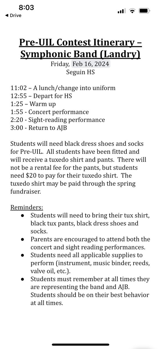 AJBtoroband's tweet photo. Information for our Pre-UIL contest on Feb 16 has been posted! This is a great opportunity to observe what our students have been working on.
#MusicforAll #PreUIL #ContestPrep https://t.co/79BVSmk0IS