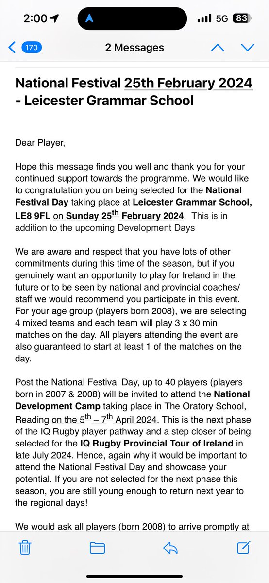 kellyanBennett1's tweet photo. Iโm so flipping proud of my boy ๐
Heโs only been selected for the #IQNationalFestivalDay
๐คhe will get selected again for the #NationalDevelopmentCamp in April & hopefully go on tour with @IrishRugby on their #ProvincialTourOfIreland in July
Keep reaching for the โจ
#GoOnQuaide https://t.co/VDTqgWh9ca