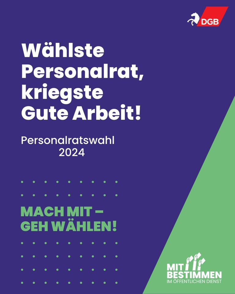 dgb_nds's tweet photo. Du willst Gute Arbeit? Kriegste!
Du musst nur wählen gehen. Seit dem 1. Februar könnt Ihr Kolleg*innen im öffentlichen Dienst jetzt #mitbestimmen. Noch bis 30. April könnt Ihr Eure Personalräte wählen - Eure Interessensvertretungen.
#Personalrat #Mitbestimmung https://t.co/FHooUFLCBw